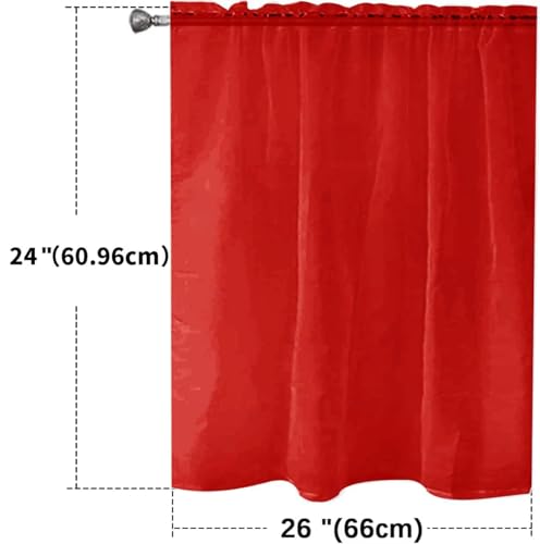 Basic Rod Pocket Sheer Voile Window Curtain Panels Red 1 Pair 2 Panels 26 Width 40 Inch Long for Kitchen Bedroom Children Living Room Yard（Red (Red / 26"W x 40"L (Pack of 2))
