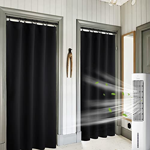 Extra Wide Blackout Curtains for Bedroom Living Room 72 inch Long (Black / 62"W x 72"L (Pack of 2))