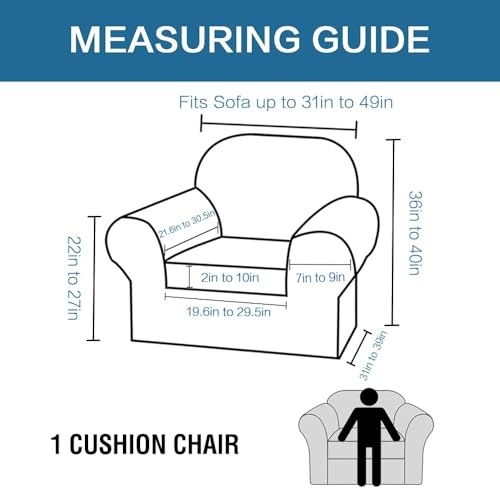 Rich Polyester and Spandex 2 Piece Cover Chair Slipcover Sofa Cover Furniture Protector Couch Soft with Elastic Bottom Chair Couch Cover with Arms (1 Cushion Chair / Rust)