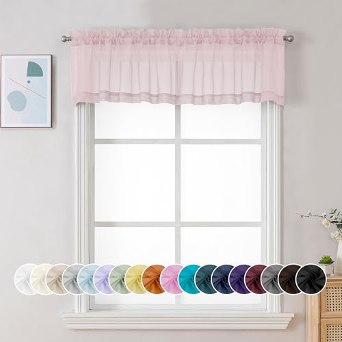 Sheer Valances for Windows (Blush Pink / 42"W x 14"L (Pack of 2))