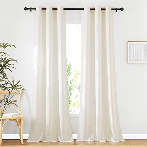 Linen Curtains for Bedroom 95 inch Long (42"W x 95"L (Pack of 2) / Linen)