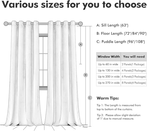 Velvet Curtains Blush Beige 52 x 108 Inch Length Set of 2 (Blush Beige / 52"W x 108"L (Pack of 2))
