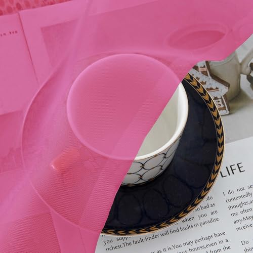 Hot Pink Short Sheer Curtains 45 Inch Length for Small Windows (Hot Pink / 42"W x 45"L (Pack of 2))