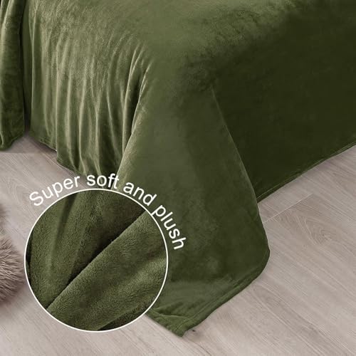 Soft Fleece Blanket Twin Size for Bed (Olive Green / Twin (60" x 80"))