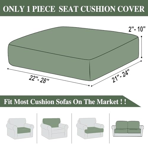 Couch Cushion Cover Seat Cushion Cover Stretch Armchair Cover Separate Sectional Sofa Slipcovers Furniture Protector (Green / 1PC Seat Cover or Backrest)