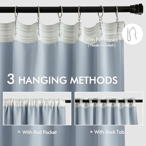 Light Blue Back Tab Blackout Curtains 52x90 Inch Long 2 Panels Set (Light Blue / 52"W x 90"L (Pack of 2))