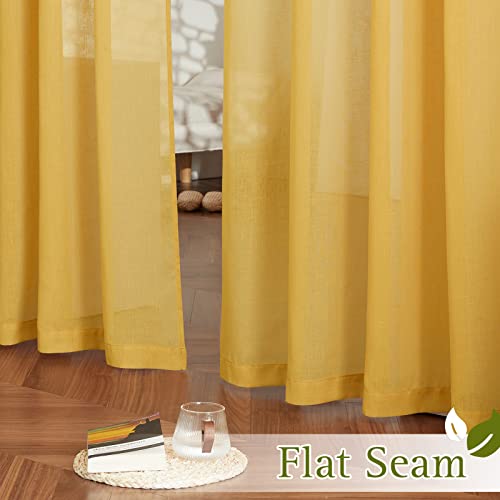 Citrine Linen Curtains 108 inches Long (52"W x 108"L (Pack of 2) / Citrine)