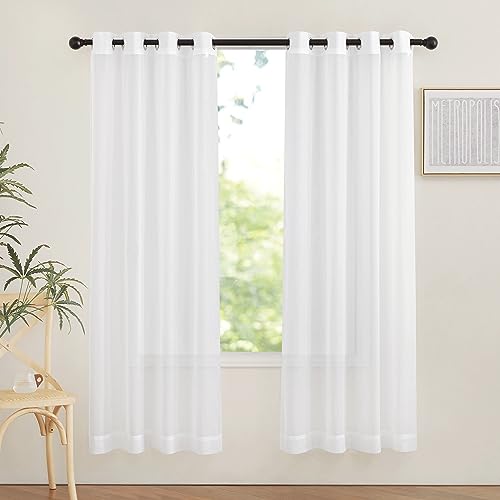 Sheer Curtains Panels for Bedroom (Ivory / 54"W x 72"L (Pack of 2))