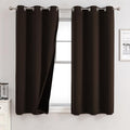100% Blackout Curtains for Bedroom 63 Inches Long 2 Panels Set (42"W x 63"L (Pack of 2) / Brown)