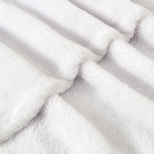 Fleece Blanket Soft Plush Throw for Couch White 50"x70" (White / Throw XL(50"x70"))