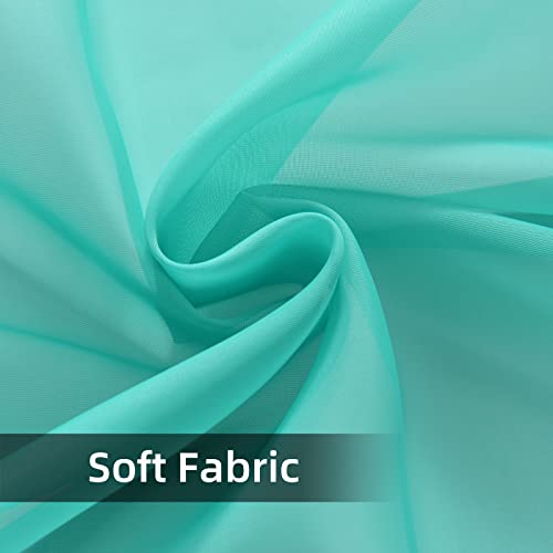 Solid Sheer Rod Pocket Curtain Voile Draperies 2 Panels White Beige Black Grey Coffee 52 Inch Width 63 Inch Long 1 Pair for Kitchen Bedroom Children Living Room Yard (Turquoise / 52"W x 63"L (Pack of 2))