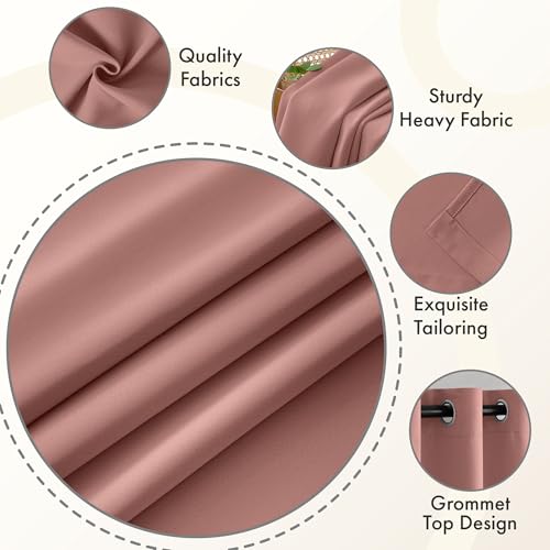 Dusty Rose Blackout Bedroom Curtains Drapes 84 Inch Long 52"x84" (Dusty Rose / 52"W x 84"L (Pack of 2))