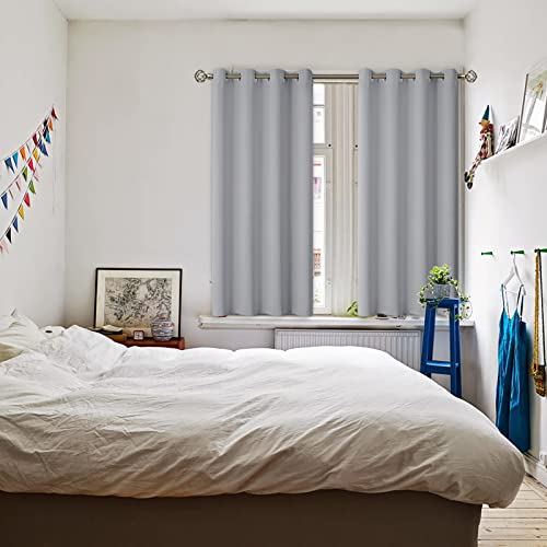 Room Darkening Curtains 45 Inches Long (Light Grey / 52"W x 45"L (Pack of 2))