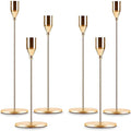 French Gold Taper Tall Candle Holders Set of 6 (French Gold-6 Packs)