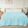 Striped Queen Size Fleece Blanket for Bed (Light Blue / Queen ( 90x90 IN ))