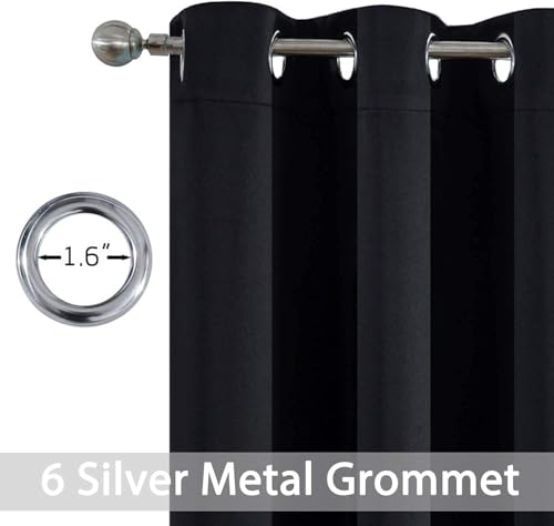 Blackout Curtains 38x84 inch Black Thermal Drapes (Black / 38"W x 84"L (Pack of 1))