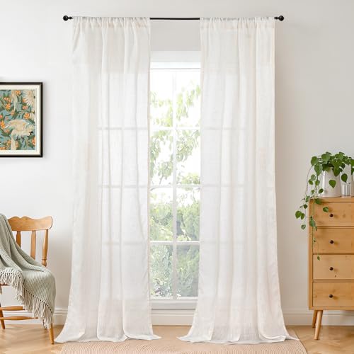 Linen Curtains for Living Room 38X84 Inch Length (Linen / 38"W x 84"L (Pack of 2))