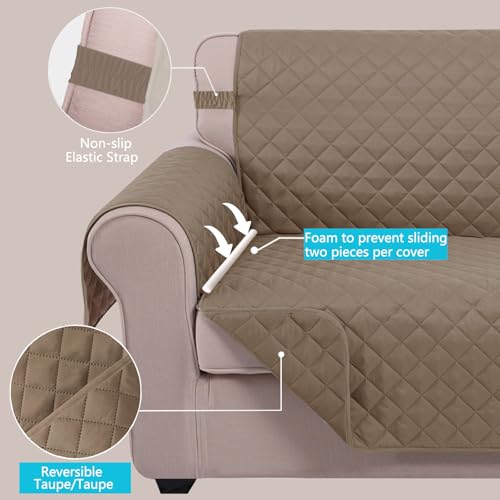 Reversible Recliner Chair Covers (Taupe/Taupe / 23''armchair)