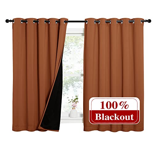Burnt Orange 100% Blackout Lined Curtains (Burnt Orange / 62"W x 63"L (Pack of 2))