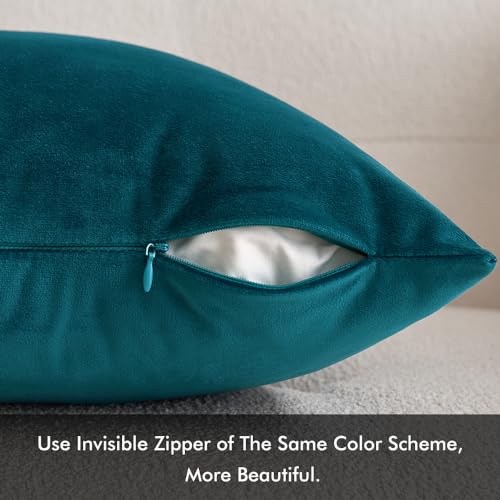 Velvet Throw Pillow Covers 18x18 Inch Pack of 2 Teal (18" x 18" (Pack of 2) / Teal)