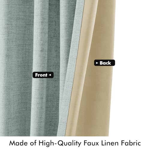 100% Blackout Linen Curtains 42 x 63 Inch Seafoam Green 2 Panels (Seafoam Green / 42"W x 63"L (Pack of 2))