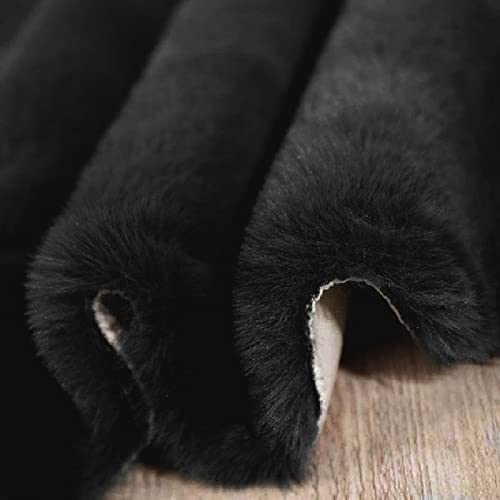 Black Shag Washable Fluffy Fur Area Rugs for Bedroom Living Room Faux Rabbit Fur Nursery Rug 2x6 Cute Shaped Rug Room Décor (2' x 6' (Oblong) / Black)
