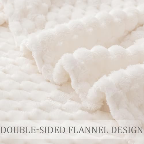 3D Fleece Queen Size Blanket for Bed (Ivory / Queen ( 90x90 IN ))