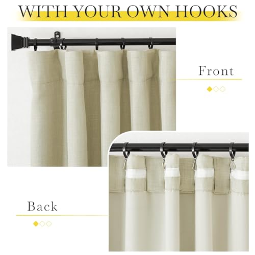 Room Darkening Bedroom Curtains 84 inches Long (Linen Beige / 52"W x 84"L (Pack of 2))