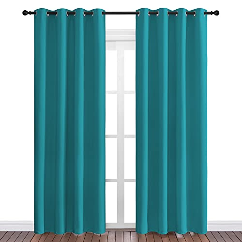 Room Darkening Curtains 86 inch Length 2 Panels (Peacock Teal / 55"W x 86"L (Pack of 2))