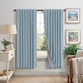Light Blue Curtains for Bedroom 63 Inch Length 2 Panels Neutral Linen Textured Full Blackout Room Darkening Noise Reducing Curtain for Bay Window Kids Room Boys Nursery Dusty Slate Stone Blue 63 Long (Stone Blue / 52"W x 63"L (Pack of 2))