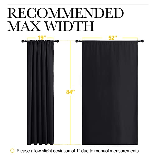 Black Blackout Curtains for Bedroom 52" Wide x 84" Long 2 Panels (Black / 52"W x 84"L (Pack of 2))
