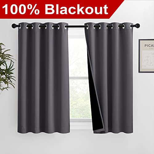 100% Blackout Blinds (Grey / 46"W x 45"L (Pack of 2))