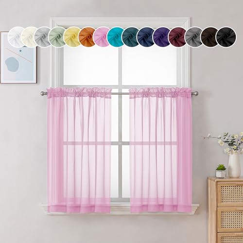 Pink Curtains Over Sink 36 Inch Length 2 Panels (Pink / 42"W x 36"L (Pack of 2))