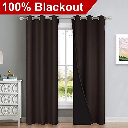 Blackout Curtains 80 inches Long (Brown / 42"W x 80"L (Pack of 2))