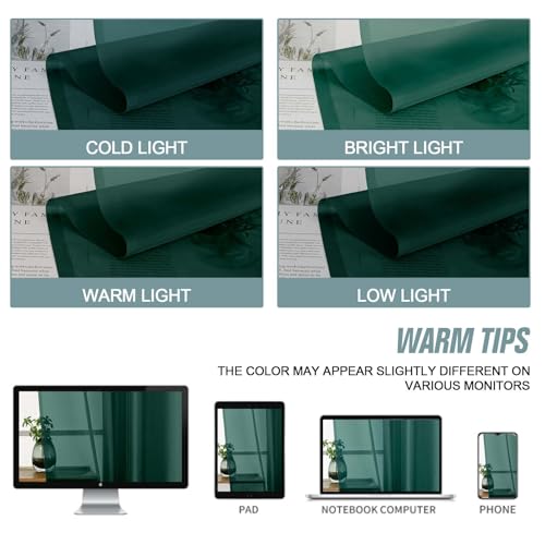 Green Sheer Curtains 63 Inch Length 2 Panels (42"W x 63"L (Pack of 2) / Hunter Green)