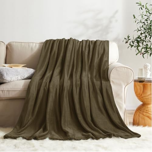 Fleece Blanket Dark Brown Lightweight Super Soft Cozy Fuzzy Bed Blankets Microfiber Factory Shop (Dark Bown / Throw(50"x60"))