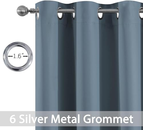 Blackout Curtains 38x90 inch Stone Blue Thermal Drapes (Stone Blue / 38"W x 90"L (Pack of 2))
