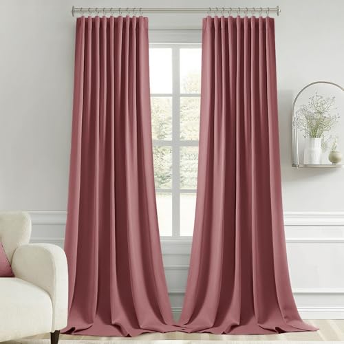 Dusty Rose Back Tab Blackout Curtains 52x108 Inch Long 2 Panels Set (Dusty Rose / 52"W x 108"L (Pack of 2))