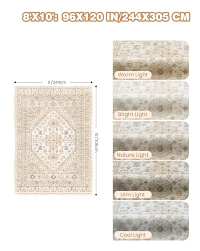 Washable Rugs 8x10 Area Rugs for Living Room (Cream/Beige / 8' x 10' (Rectangular))