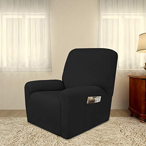 Stretc Recliner Chair Covers Fleece Soft Couch Covers for Sofa (Small Recliner Chair / Black)