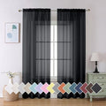 Black Sheer Curtains 90" Long for Living Room Windows (42"W x 90"L (Pack of 2) / Black)