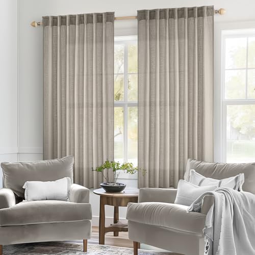 Burlywood Birch Linen Curtains 52x54 Inch Long 2 Panels for Bedroom (Burlywood Birch / 52"W x 54"L (Pack of 2))