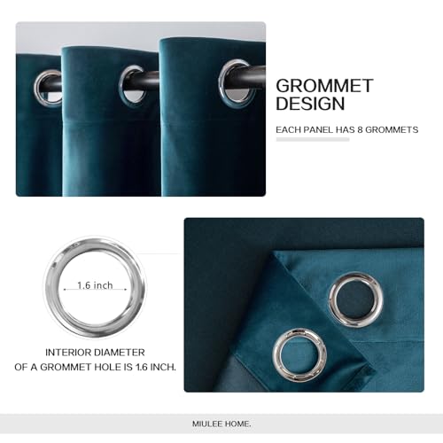 Velvet Curtains Peacock Blue 52 x 72 Inch Length Set of 2 (Peacock Blue / 52"W x 72"L (Pack of 2))