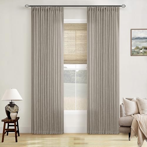 Burlywood Birch Pinch Pleated Linen 92 Inch Curtains 2 Panels (Burlywood Birch / 40"W x 92"L (Pack of 2))