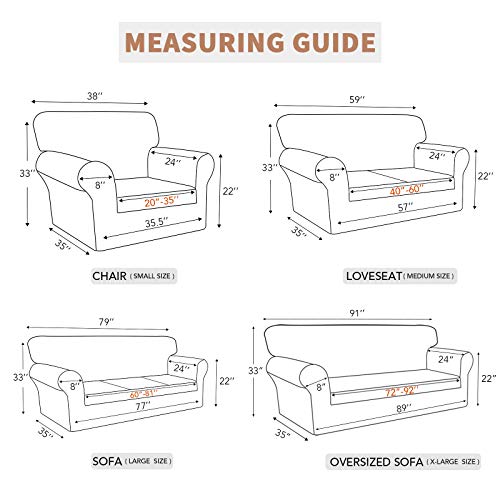 100% Waterproof Loveseat Couch Cover Stretch Jacquard Sofa Cover (Sand / Loveseat)