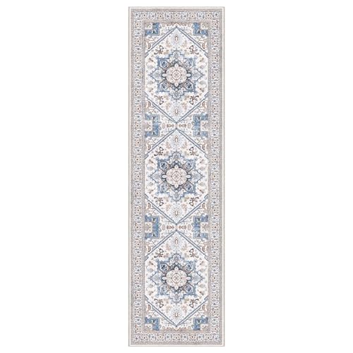Soft Area Rugs 2x8 (2' x 8' (Runner) / Cream White & Blue)