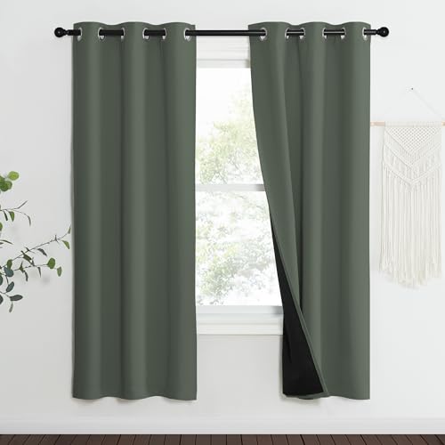 100% Blackout Curtains 70" Long (Dark Mallard / 37"W x 70"L (Pack of 2))