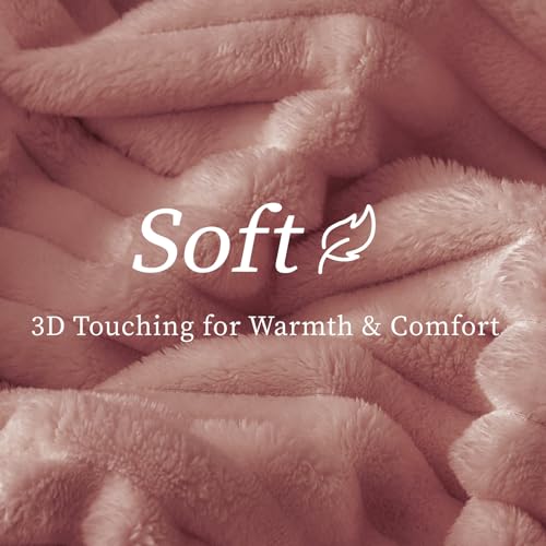 Ribbed Fleece Throw Blanket for Couch (Dusty Pink / Throw(50"x60"))