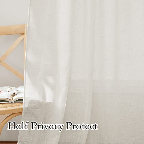 Extra Wide Sheer Curtains for Sliding Patio Door Large Window (Linen / 70"W x 63"L (Pack of 2))