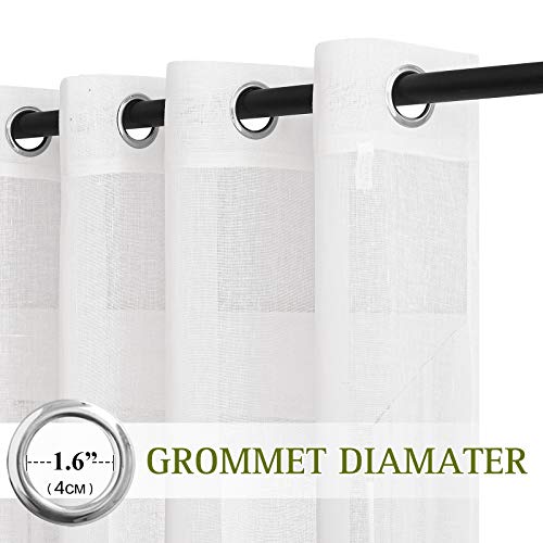 Privacy White Sheer Linen Curtains 96" L (70"W x 96"L (Pack of 2) / White)